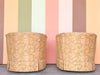 Pair of Golden Brocade Barrel Chairs on Castors