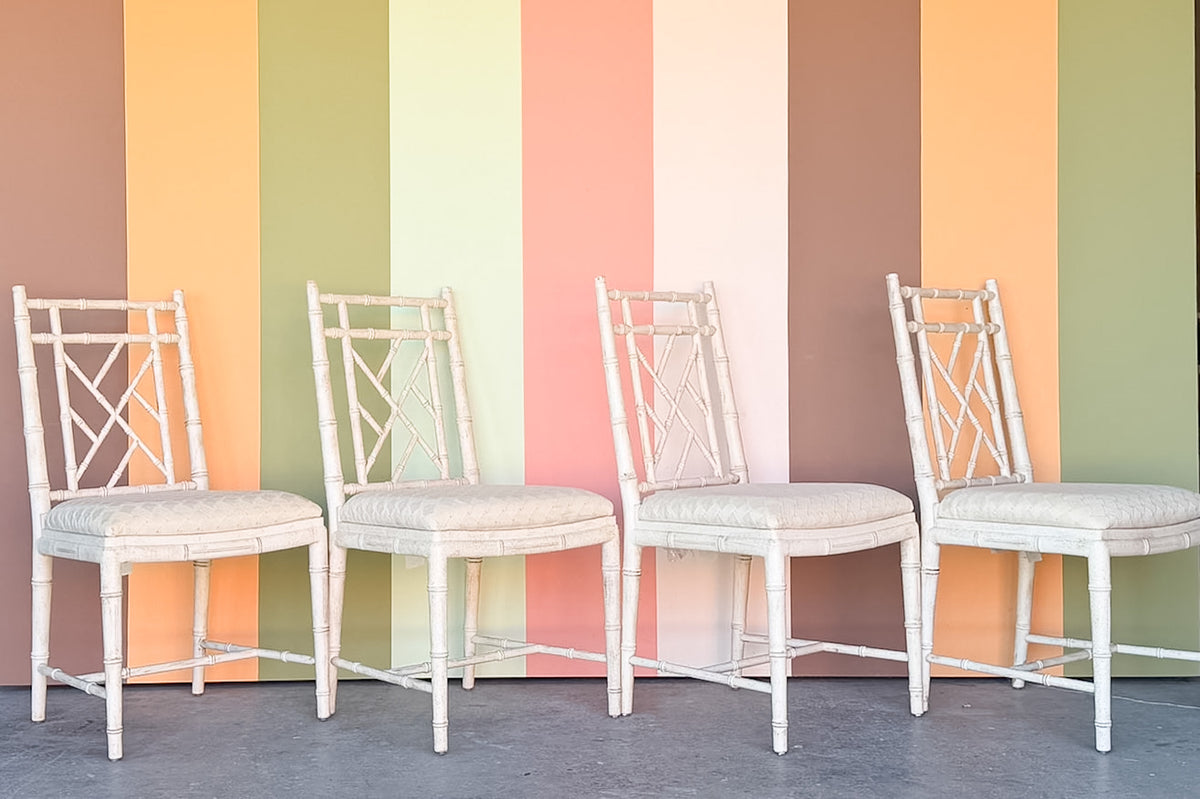 Set of Four Faux Bamboo Dining Chairs