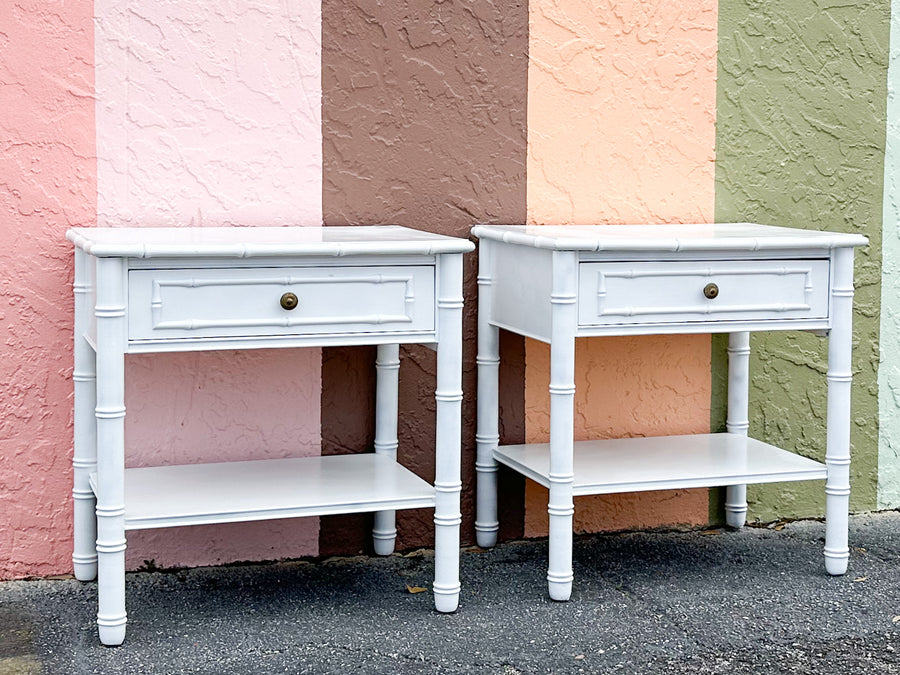 Pair of Faux Bamboo Nightstands