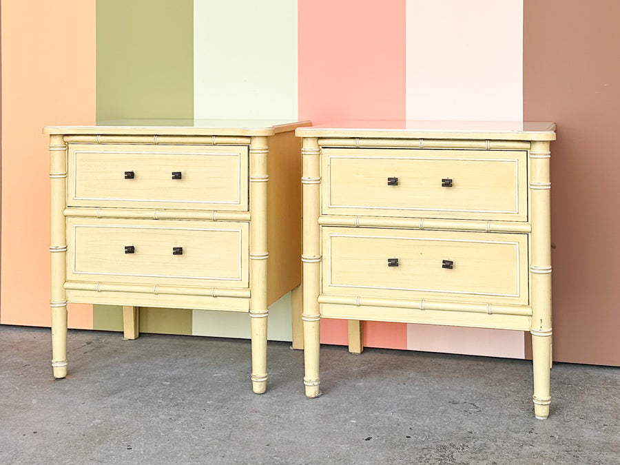 Pair of Henry Link Faux Bamboo Nightstands