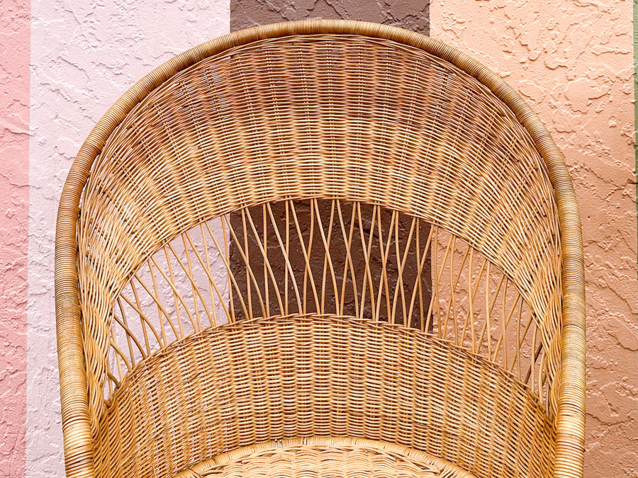 Pair of High Back Rattan Wrapped Chairs