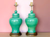 Pair of Jade Green Ginger Jar Lamps