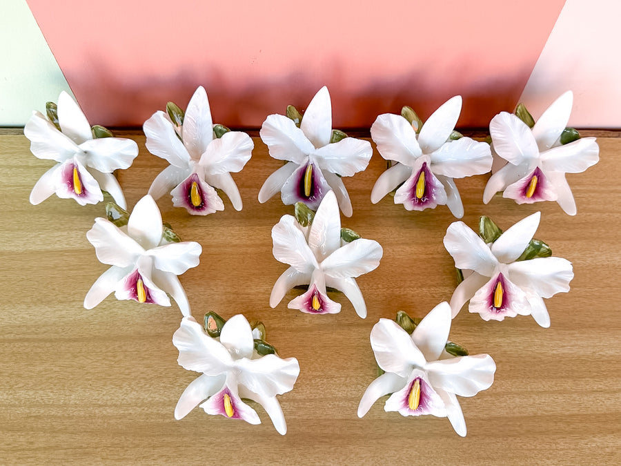 Set of Ten Orchid Napkin Rings