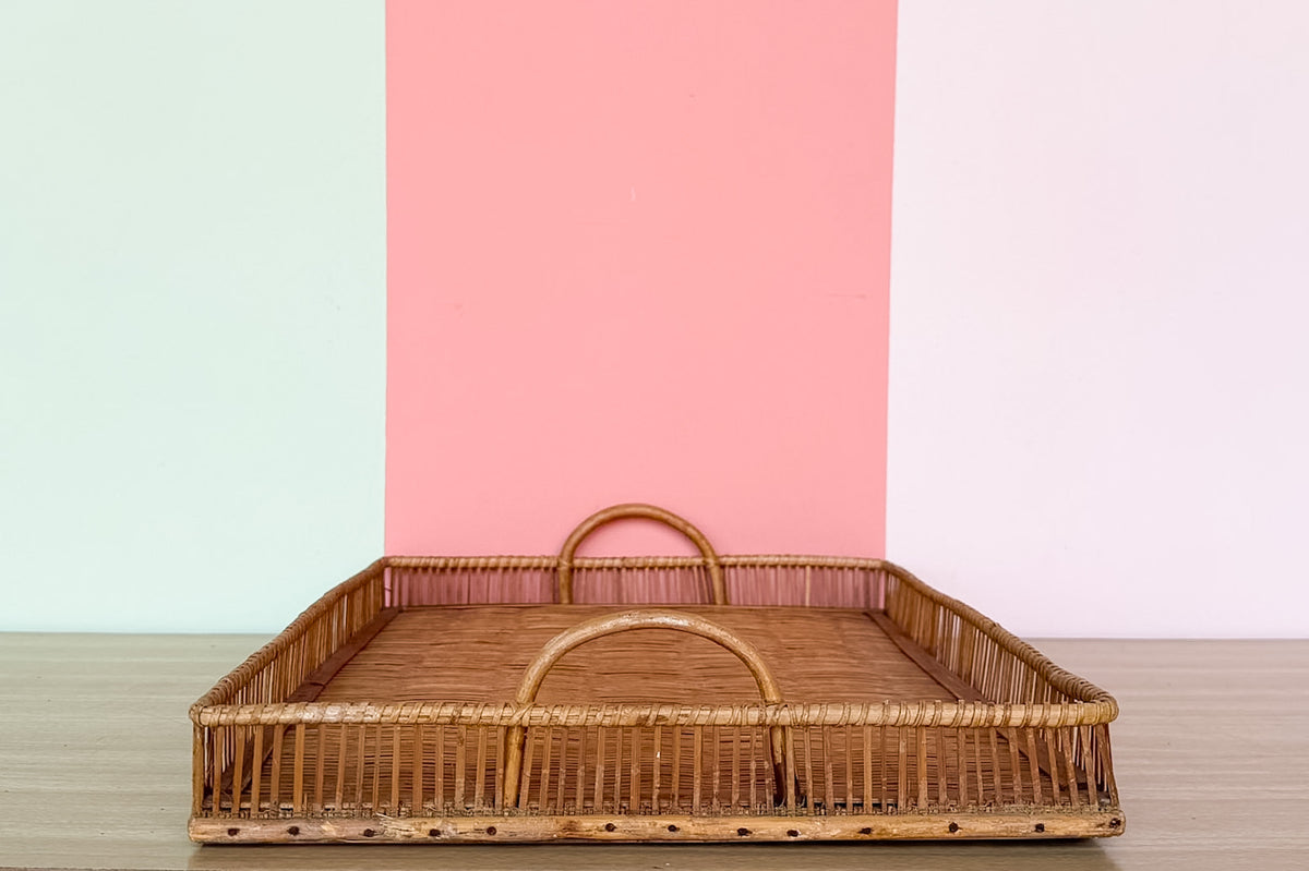 Pair of Woven Rattan Trays