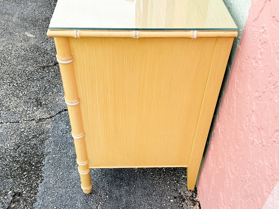 Thomasville Yellow Faux Bamboo Dresser