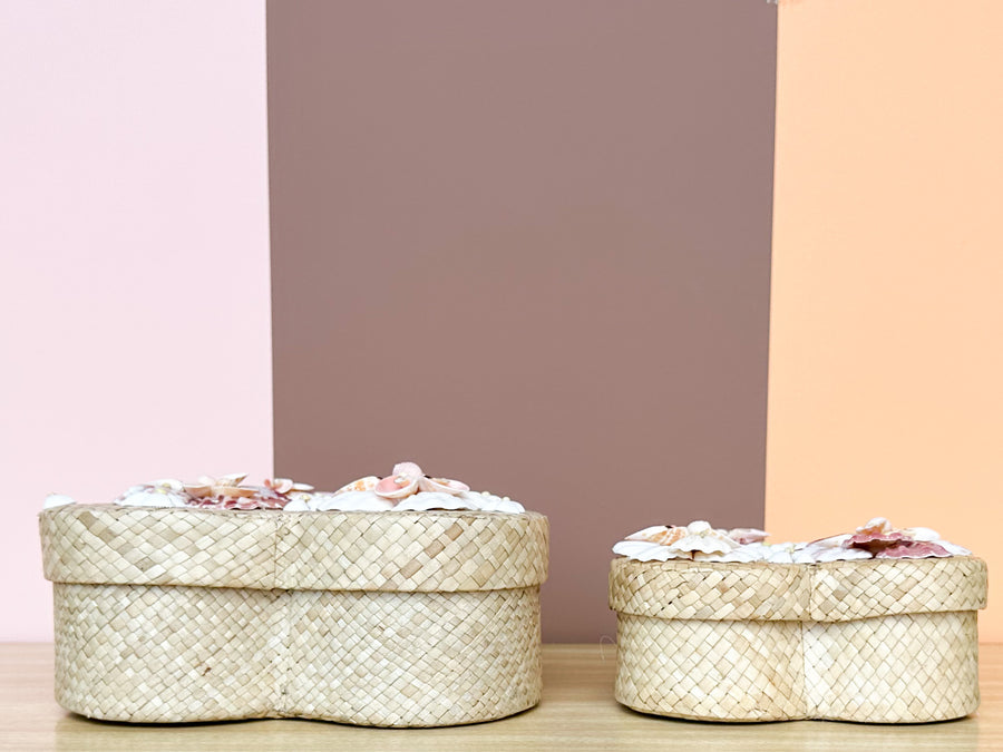 Pair of Heart Shaped Shell Boxes