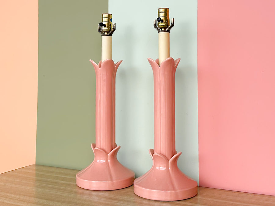Pair of Roche Style Tulip Lamps
