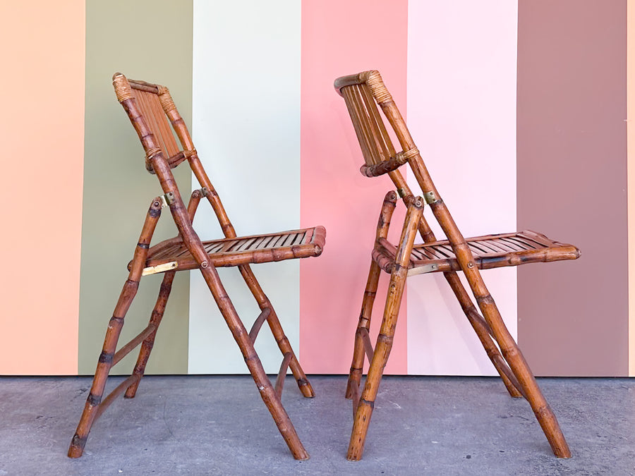 Pair of Bamboo Folding Chairs