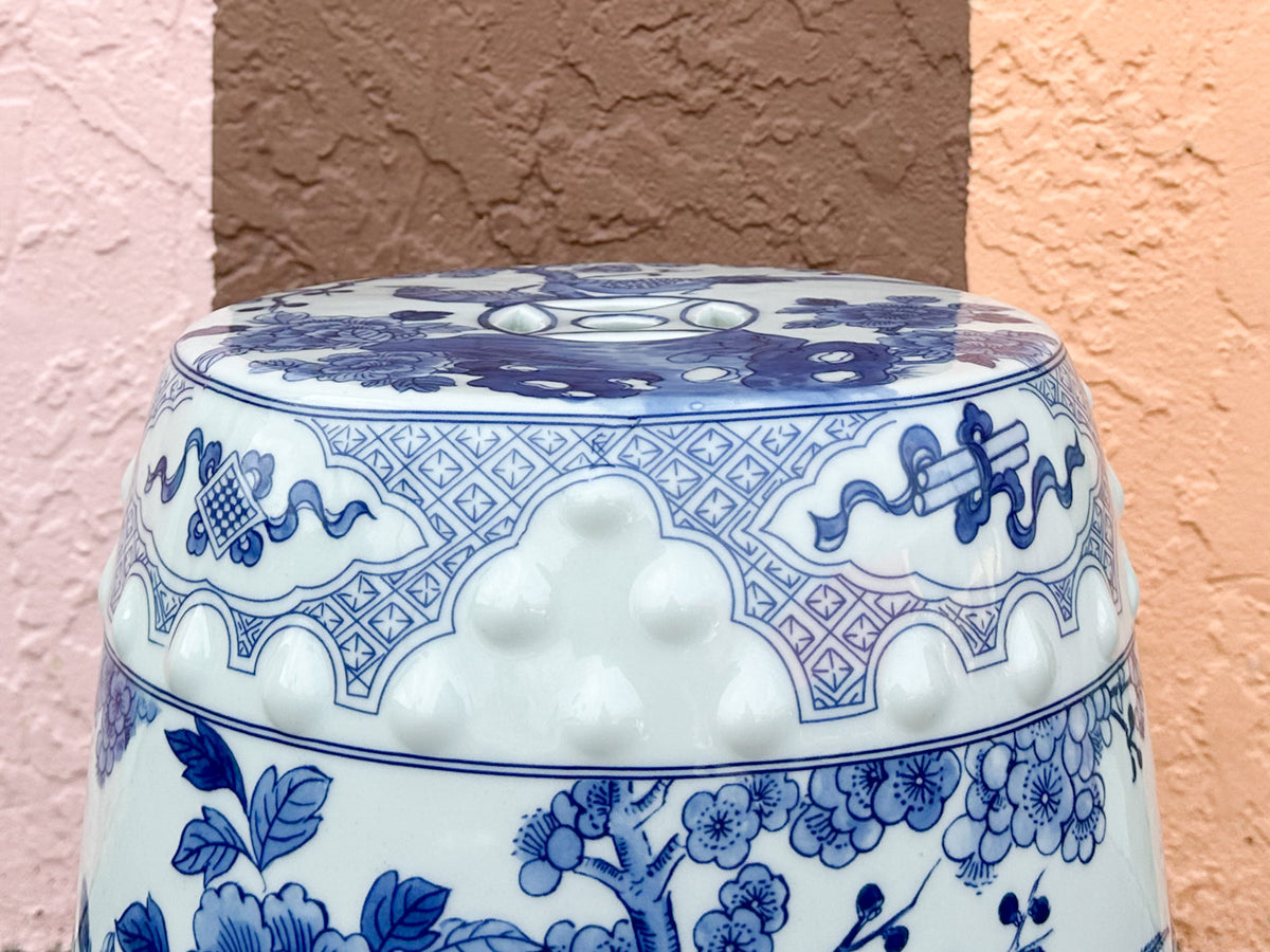 Kips Bay Show House Blue and White Floral Garden Seat