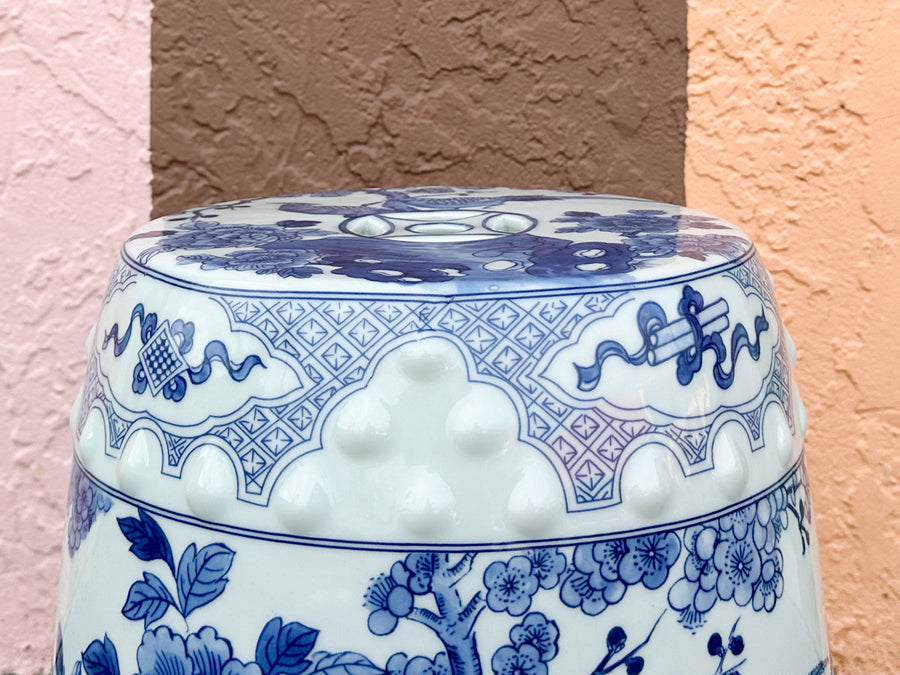 Kips Bay Show House Blue and White Floral Garden Seat
