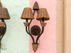 Pair of Iron and Rattan Wall Sconces