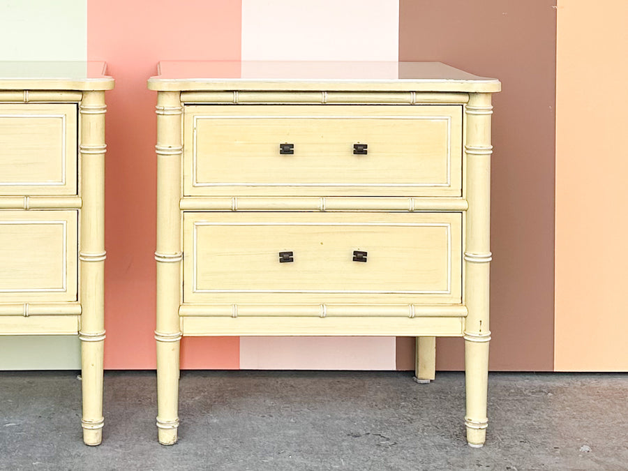 Pair of Henry Link Faux Bamboo Nightstands