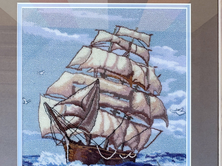 Ship Needlepoint Framed Art