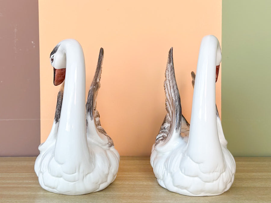Pair of Italian Ceramic Swans