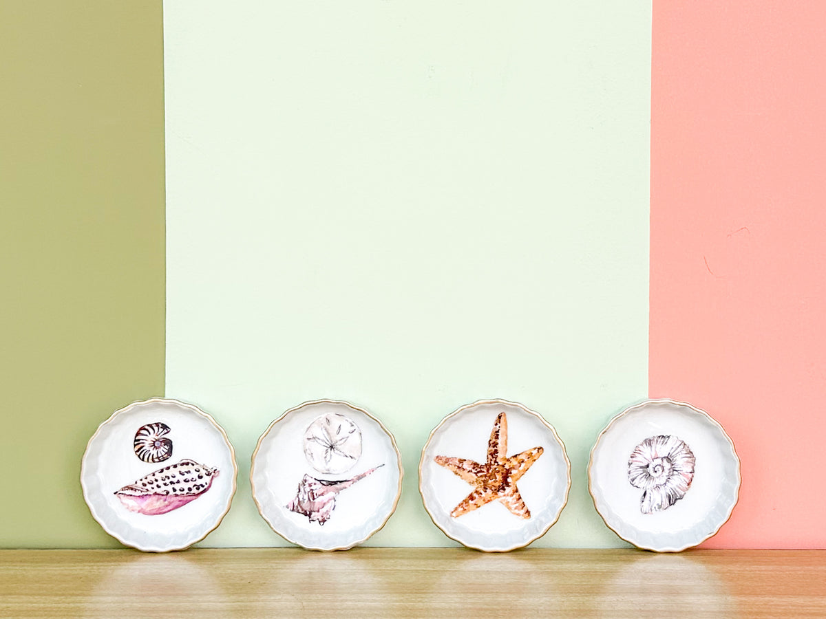 Set of Four Decoupage Shell Coasters