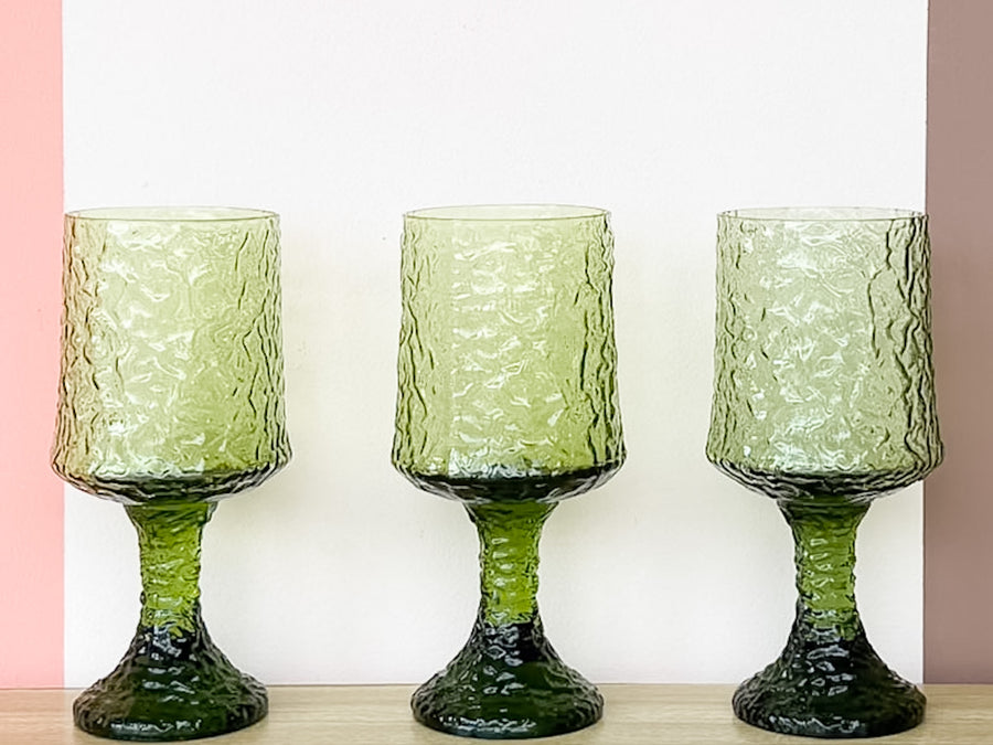 Set of Six MCM Green Glassware