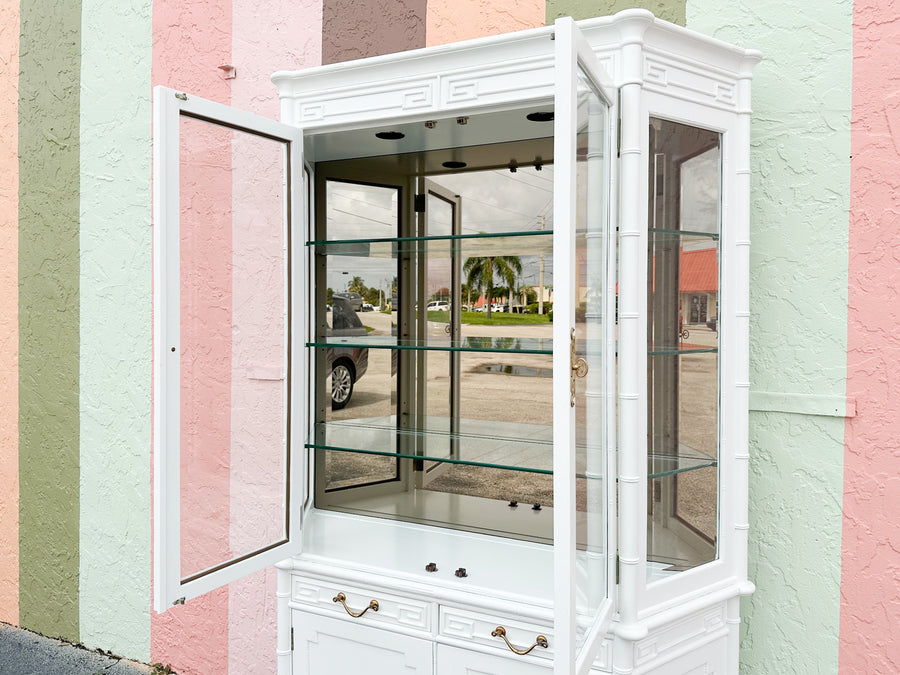 Newly Painted Faux Bamboo Greek Key Century Cabinet