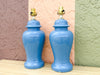 Pair of Cornflower Blue Ginger Jar Lamps