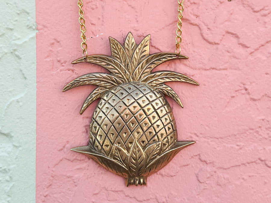 Brass Pineapple Welcome Sign
