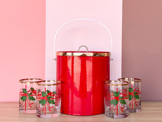 Holiday Ice Bucket and Glassware Set
