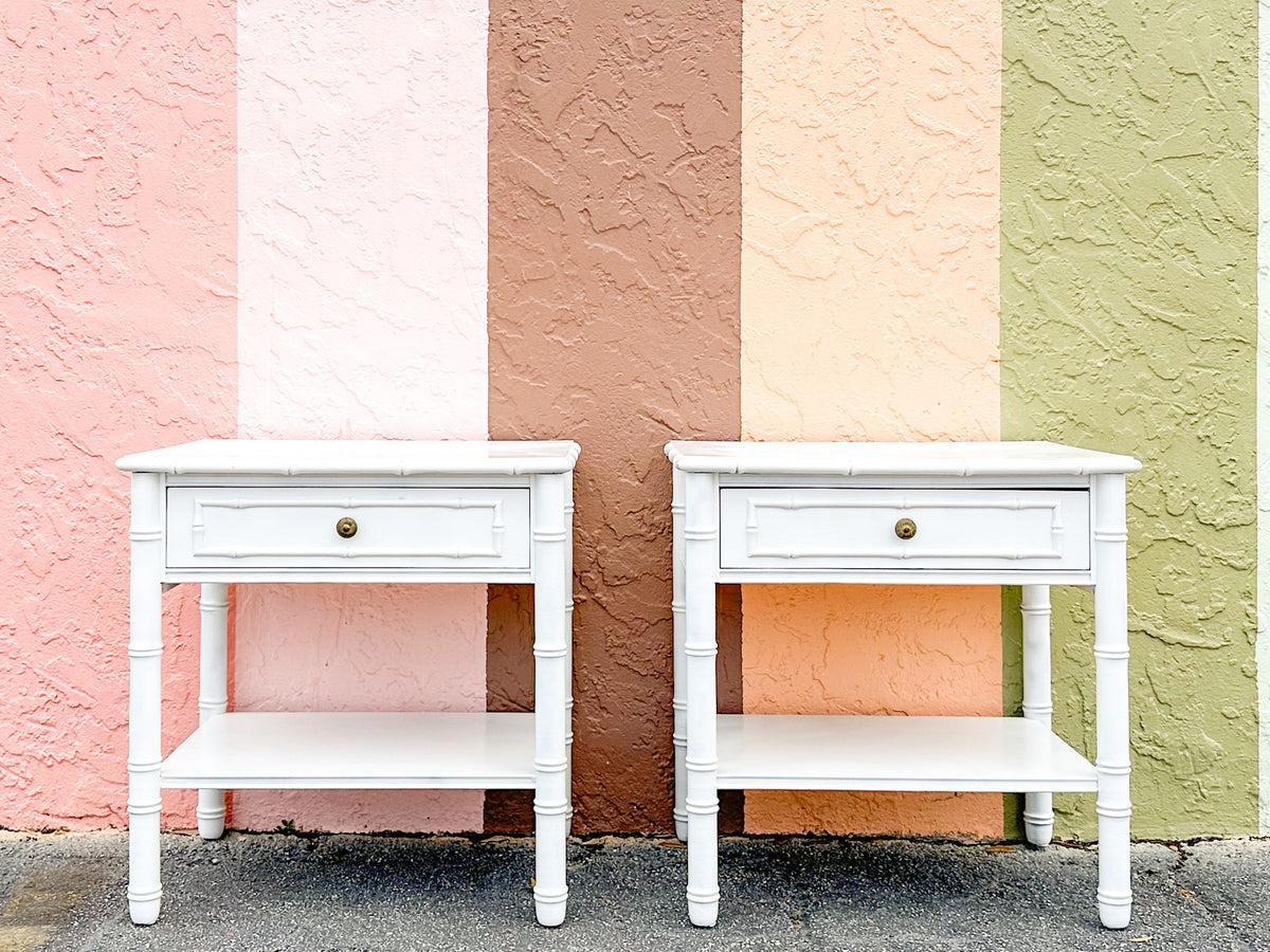 Pair of Faux Bamboo Nightstands