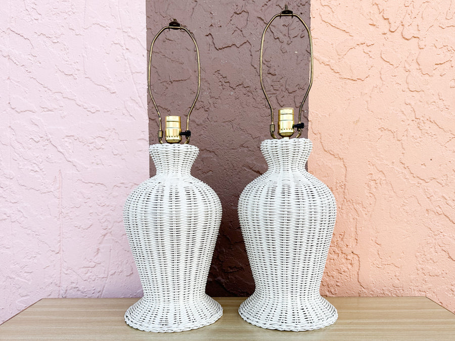 Pair of Cute Wicker Lamps