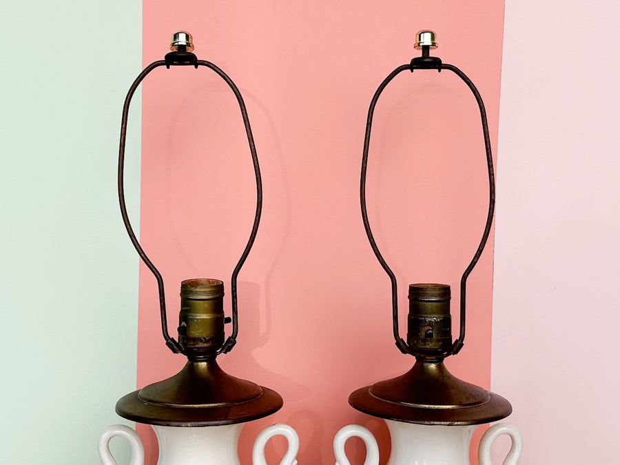 Pair of Swan Life Urn Lamps