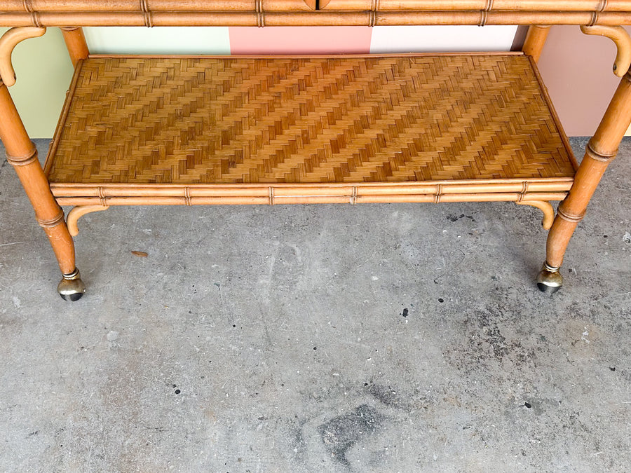 Old Florida Dixie Rattan Bar on Casters