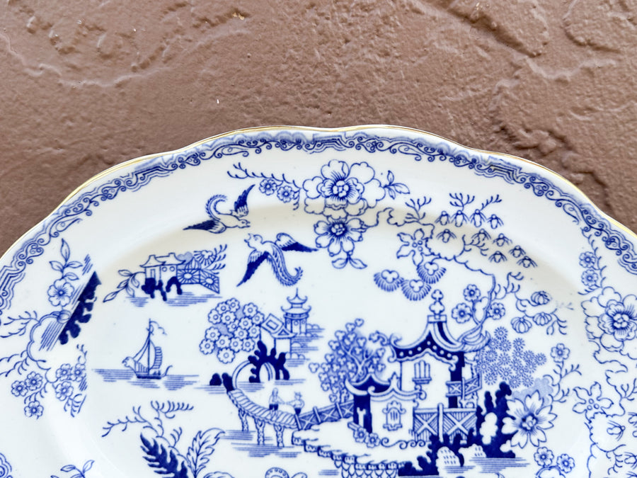 Blue and White Pagoda Plate