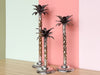 Set of Three Silver Palm Tree Candle Holders