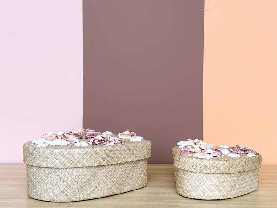 Pair of Heart Shaped Shell Boxes