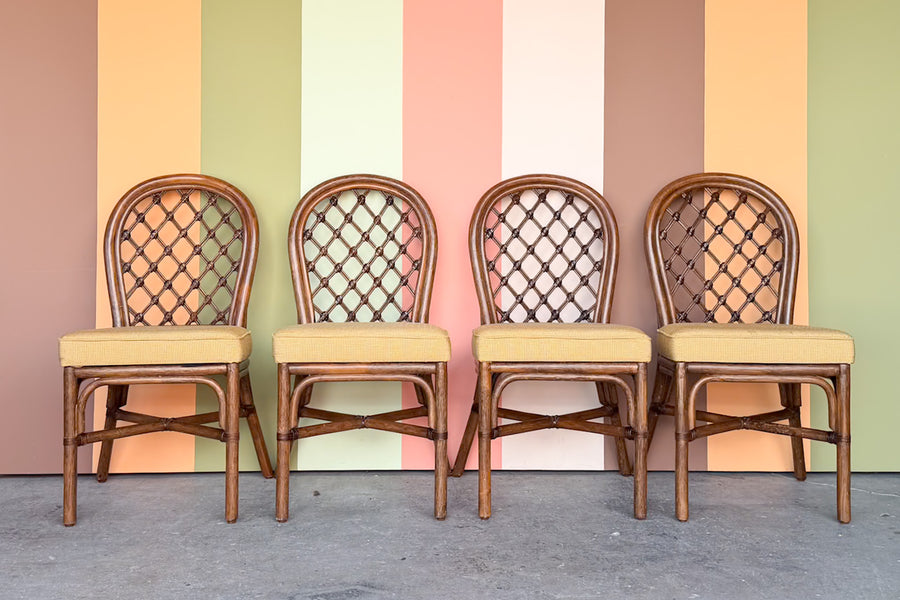 Lattice Rattan Game Table Set