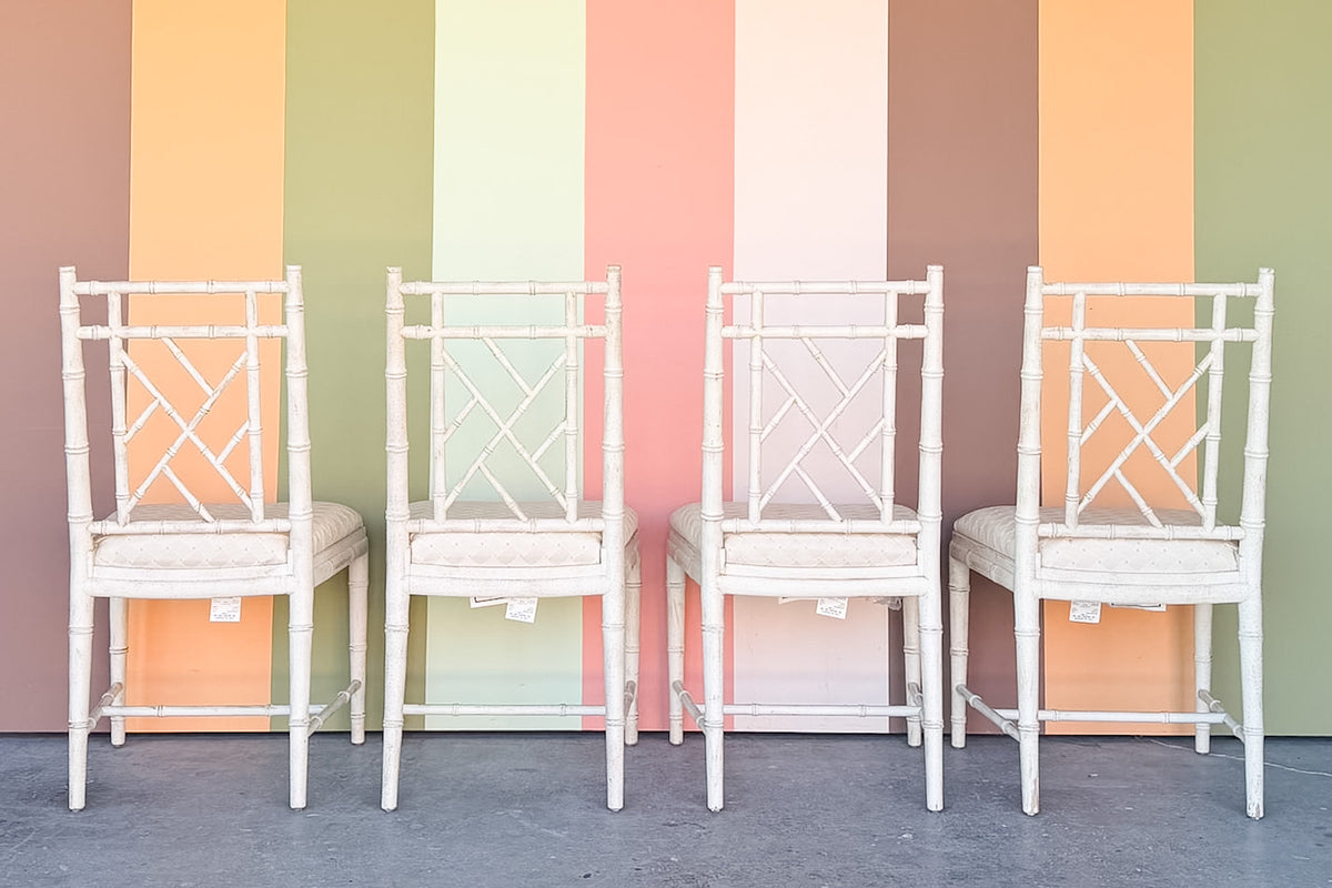 Set of Four Faux Bamboo Dining Chairs