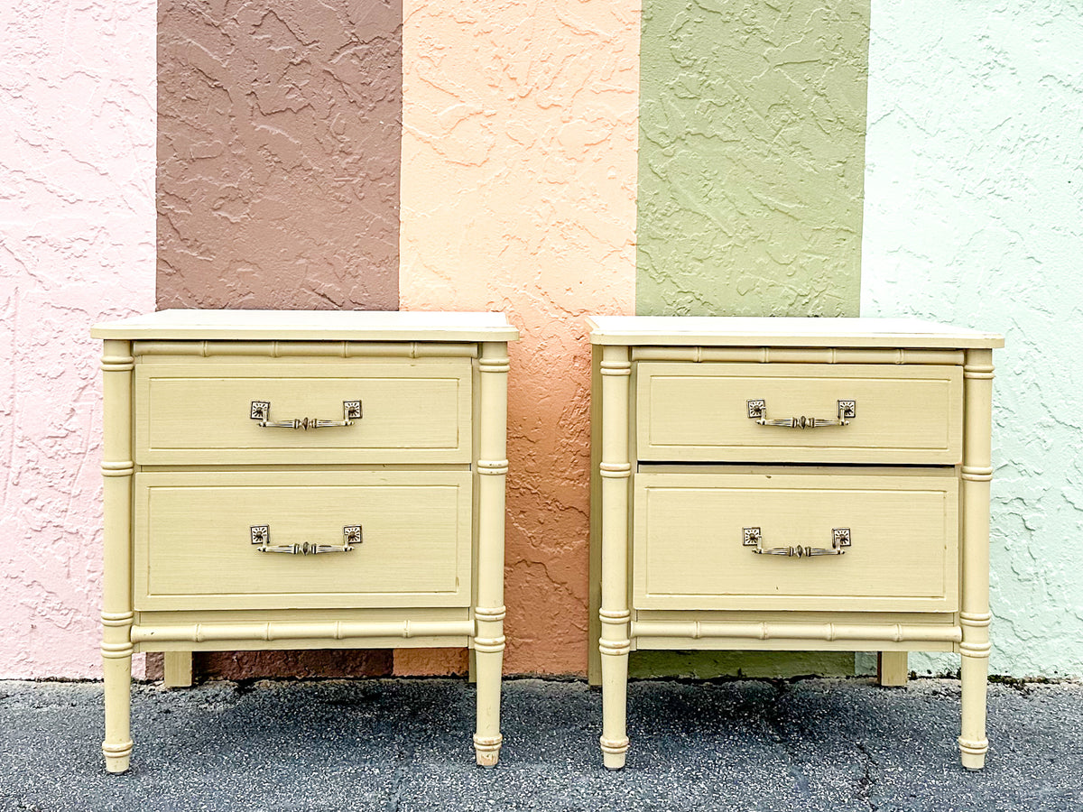 Pair of Faux Bamboo Nightstands