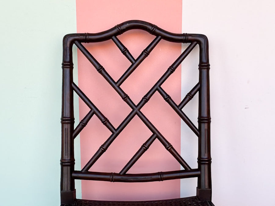 Chippendale Faux Bamboo and Cane Side Chair