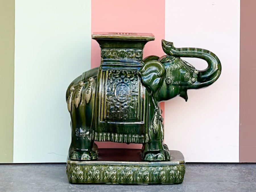 Terracotta Emerald Green Elephant Garden Seat