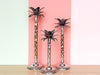Set of Three Silver Palm Tree Candle Holders