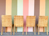 Set of Four Rattan Wrapped Parsons Dining Chairs