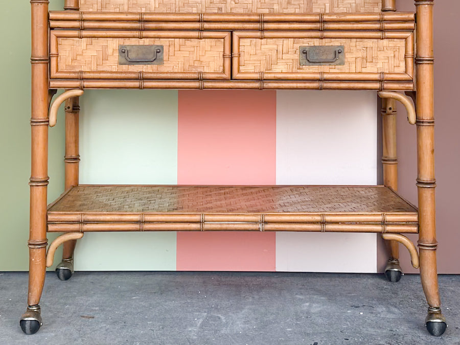 Old Florida Dixie Rattan Bar on Casters