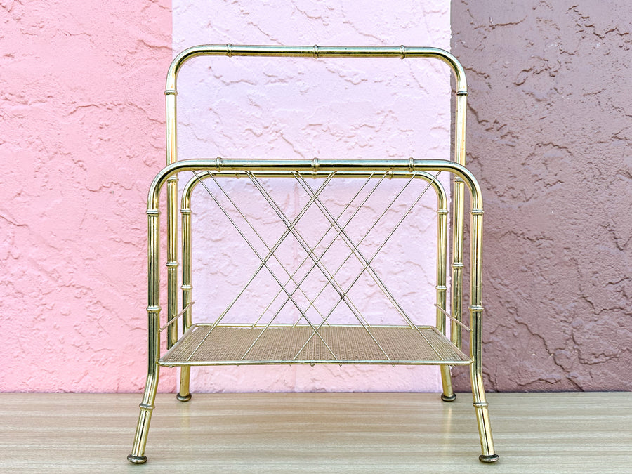 Hollywood Regency Style Metal Magazine Rack