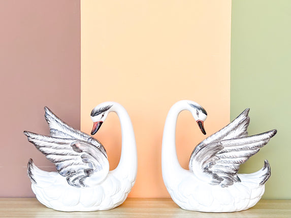 Pair of Italian Ceramic Swans