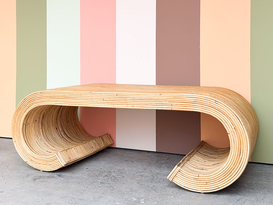 Pencil Reed Rattan Scroll Coffee Table