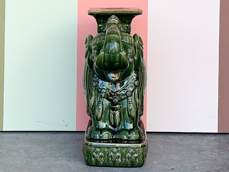 Terracotta Emerald Green Elephant Garden Seat