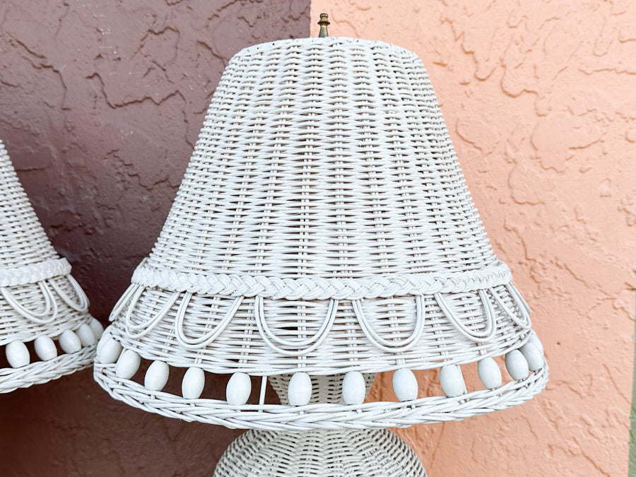 Pair of Cute Wicker Lamps