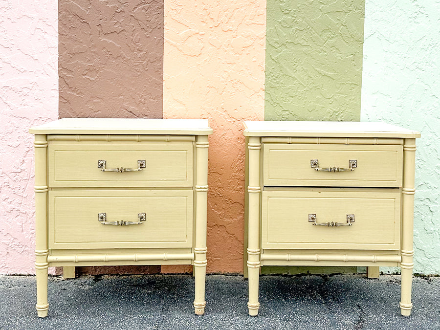 Pair of Faux Bamboo Nightstands