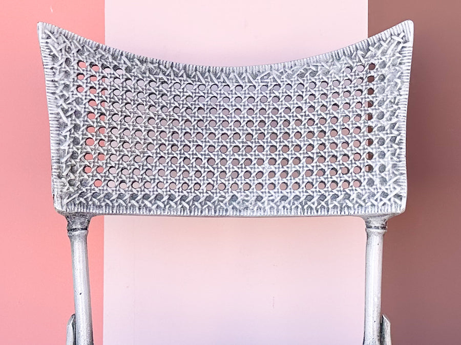 Faux Cane Metal Accent Chair