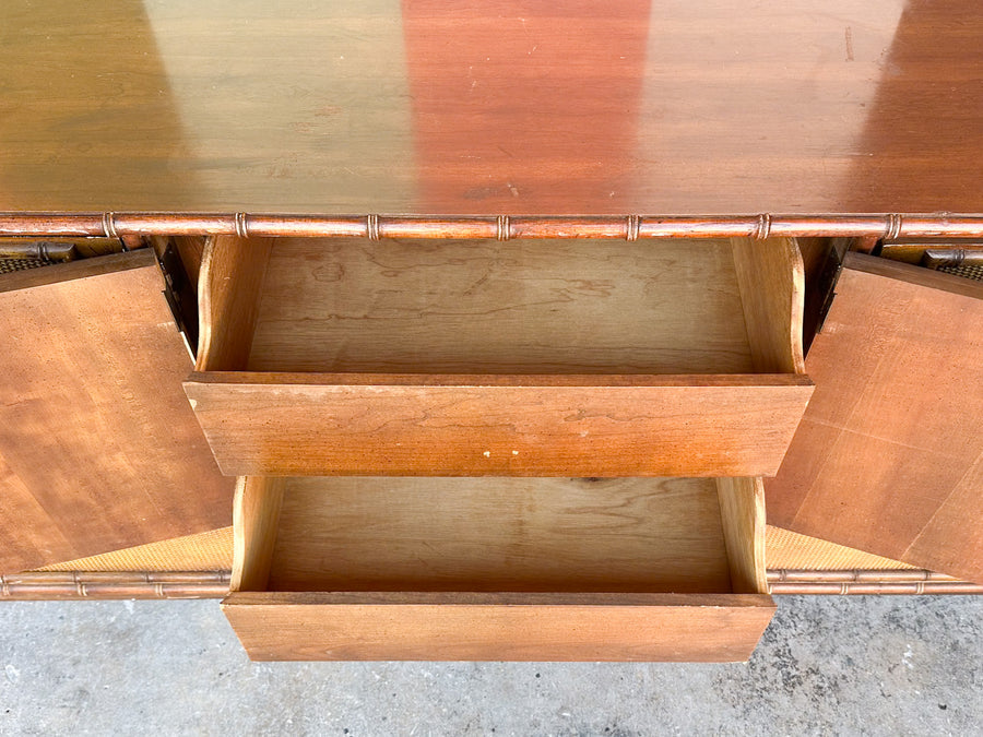 Handsome Drexel Faux Bamboo Credenza