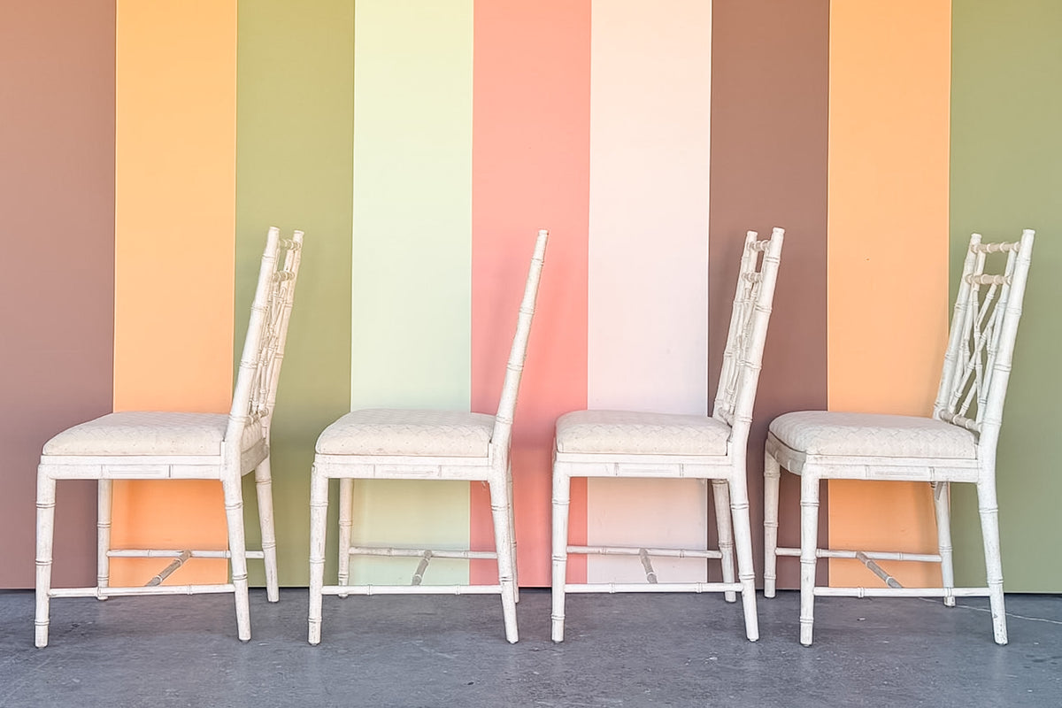 Set of Four Faux Bamboo Dining Chairs