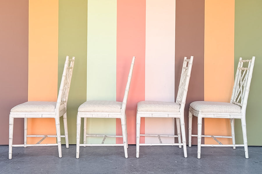 Set of Four Faux Bamboo Dining Chairs