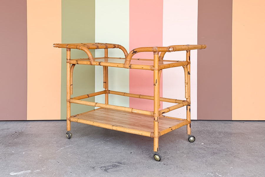 Old Florida Rattan Bar Cart